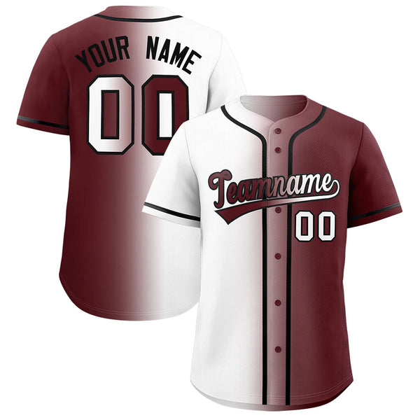 Custom White Burgundy Two Tone Gradient Fashion Baseball Jersey | BuyFootballJersey