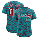 Custom Aqua Crimson Playboy Graffiti Pattern Baseball Jersey | BuyFootballJersey