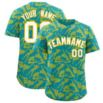 Custom Teal Gold Playboy Graffiti Pattern Baseball Jersey | BuyFootballJersey