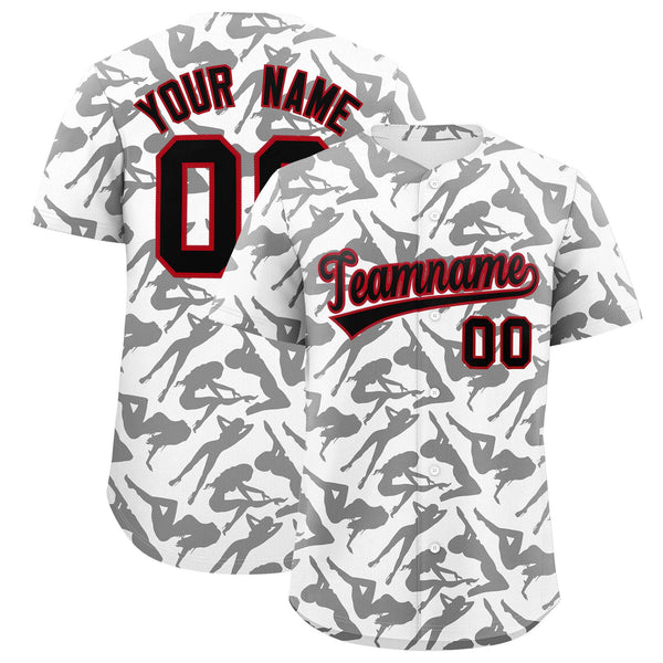 Custom White Black Playboy Graffiti Pattern Baseball Jersey | BuyFootballJersey