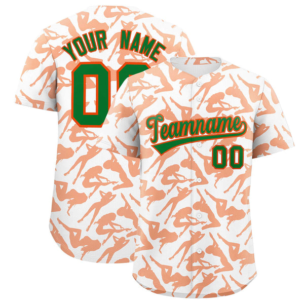 Custom White Orange Playboy Graffiti Pattern Baseball Jersey | BuyFootballJersey