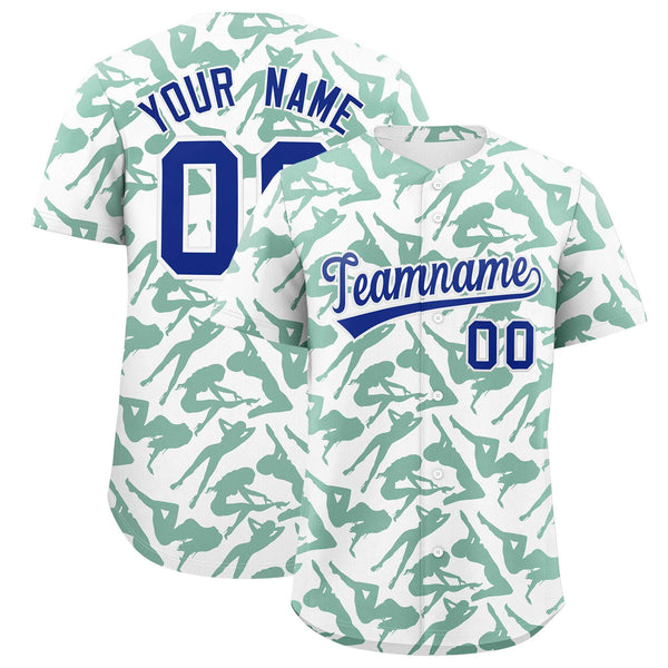 Custom White Kelly Green Playboy Graffiti Pattern Baseball Jersey | BuyFootballJersey