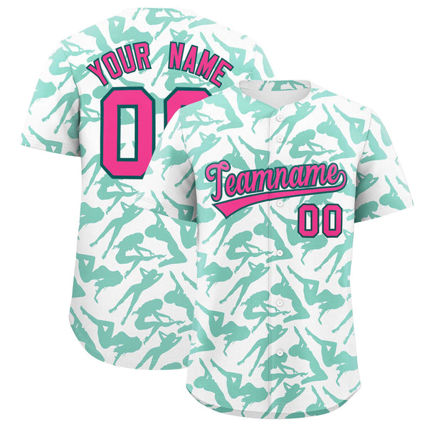 Custom White Bright Green Playboy Graffiti Pattern Baseball Jersey | BuyFootballJersey