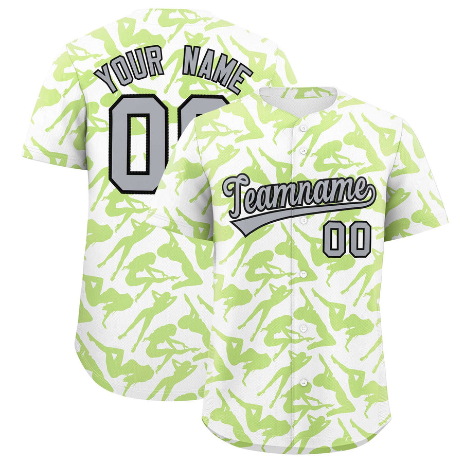Custom White Neon Green Playboy Graffiti Pattern Baseball Jersey | BuyFootballJersey