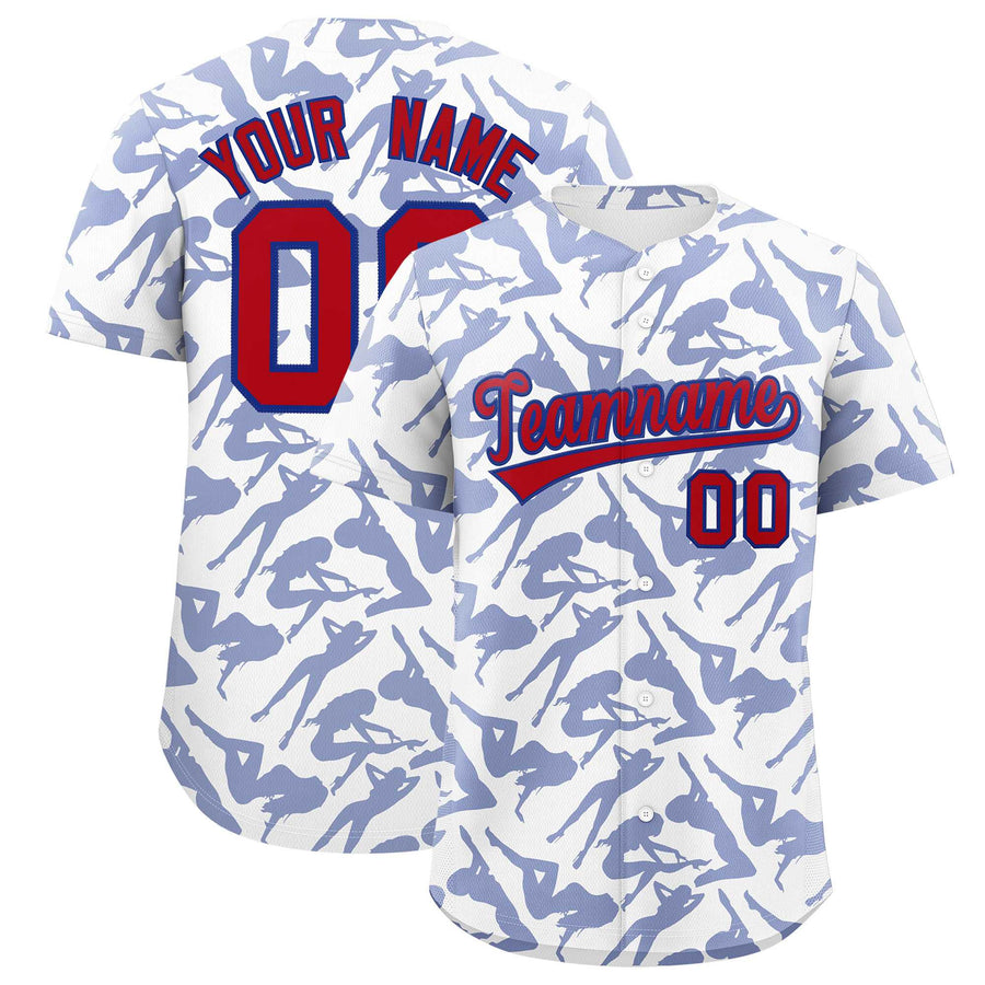 Custom White Royal Playboy Graffiti Pattern Baseball Jersey | BuyFootballJersey