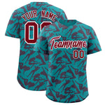 Custom Aqua Crimson Playboy Graffiti Pattern Baseball Jersey | BuyFootballJersey