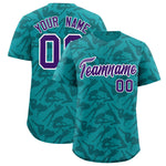 Custom Aqua Midnight Green Playboy Graffiti Pattern Baseball Jersey | BuyFootballJersey