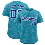 Custom Aqua Light Blue Playboy Graffiti Pattern Baseball Jersey | BuyFootballJersey