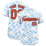 Custom White Powder Blue Playboy Graffiti Pattern Baseball Jersey | BuyFootballJersey