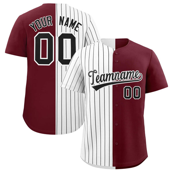 Custom White Maroon Split Fashion Baseball Jersey | BuyFootballJersey
