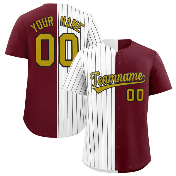 Custom White Maroon Split Fashion Baseball Jersey | BuyFootballJersey