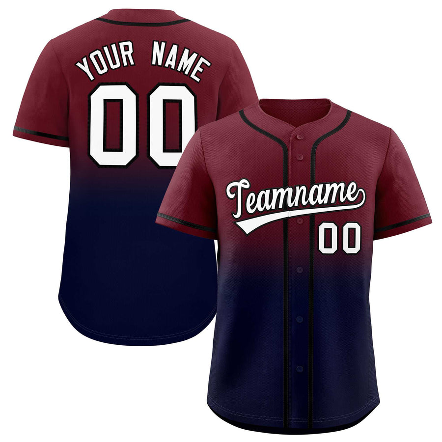 Custom Maroon Navy Gradient Fashion Baseball Jersey | BuyFootballJersey