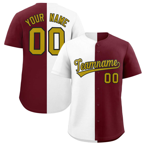 Custom White Maroon Two Tone Striped Fashion Baseball Jersey | BuyFootballJersey