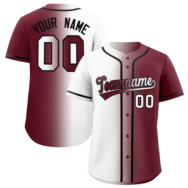 Custom White Maroon Two Tone Gradient Fashion Baseball Jersey | BuyFootballJersey