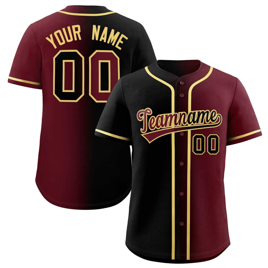 Custom Black Maroon Two Tone Gradient Fashion Baseball Jersey | BuyFootballJersey