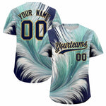 Custom Navy Old Gold Fluid Feather Graffiti Pattern Baseball Jersey | BuyFootballJersey