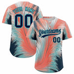 Custom Navy Aqua Fluid Feather Graffiti Pattern Baseball Jersey | BuyFootballJersey