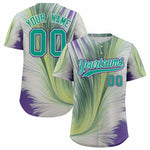 Custom Bright Green White Fluid Feather Graffiti Pattern Baseball Jersey | BuyFootballJersey