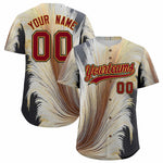 Custom Crimson Old Gold Fluid Feather Graffiti Pattern Baseball Jersey | BuyFootballJersey