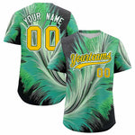 Custom Yellow Green Fluid Feather Graffiti Pattern Baseball Jersey | BuyFootballJersey
