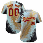 Custom Crimson Old Gold Fluid Feather Graffiti Pattern Baseball Jersey | BuyFootballJersey