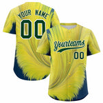 Custom Green White Fluid Feather Graffiti Pattern Baseball Jersey | BuyFootballJersey