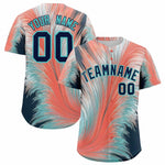 Custom Navy Aqua Fluid Feather Graffiti Pattern Baseball Jersey | BuyFootballJersey