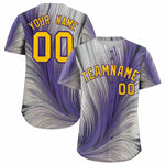 Custom Yellow Purple Fluid Feather Graffiti Pattern Baseball Jersey | BuyFootballJersey