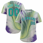 Custom Bright Green White Fluid Feather Graffiti Pattern Baseball Jersey | BuyFootballJersey