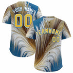 Custom Old Gold White Fluid Feather Graffiti Pattern Baseball Jersey | BuyFootballJersey