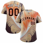 Custom Brown Orange Fluid Feather Graffiti Pattern Baseball Jersey | BuyFootballJersey
