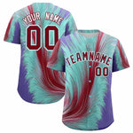 Custom Crimson Bright Green Fluid Feather Graffiti Pattern Baseball Jersey | BuyFootballJersey