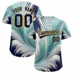 Custom Navy Old Gold Fluid Feather Graffiti Pattern Baseball Jersey | BuyFootballJersey