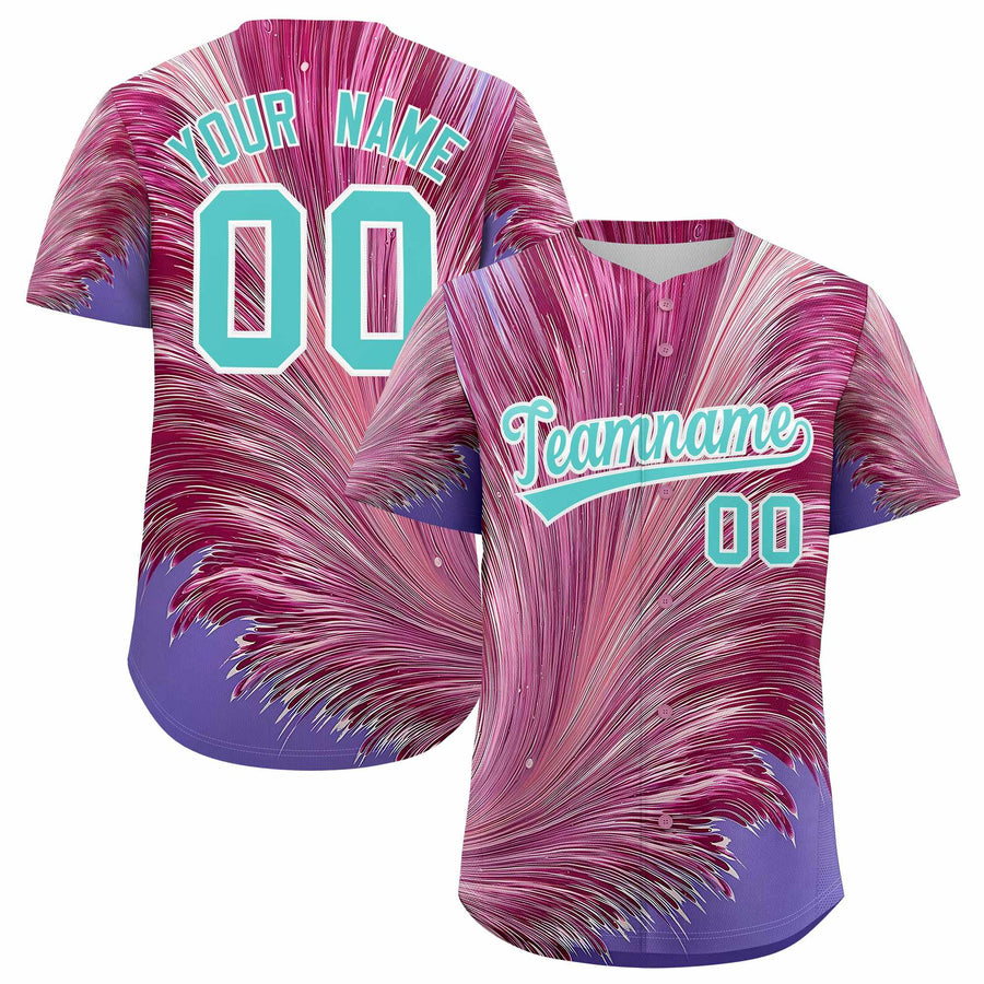 Custom Green White Fluid Feather Graffiti Pattern Baseball Jersey | BuyFootballJersey