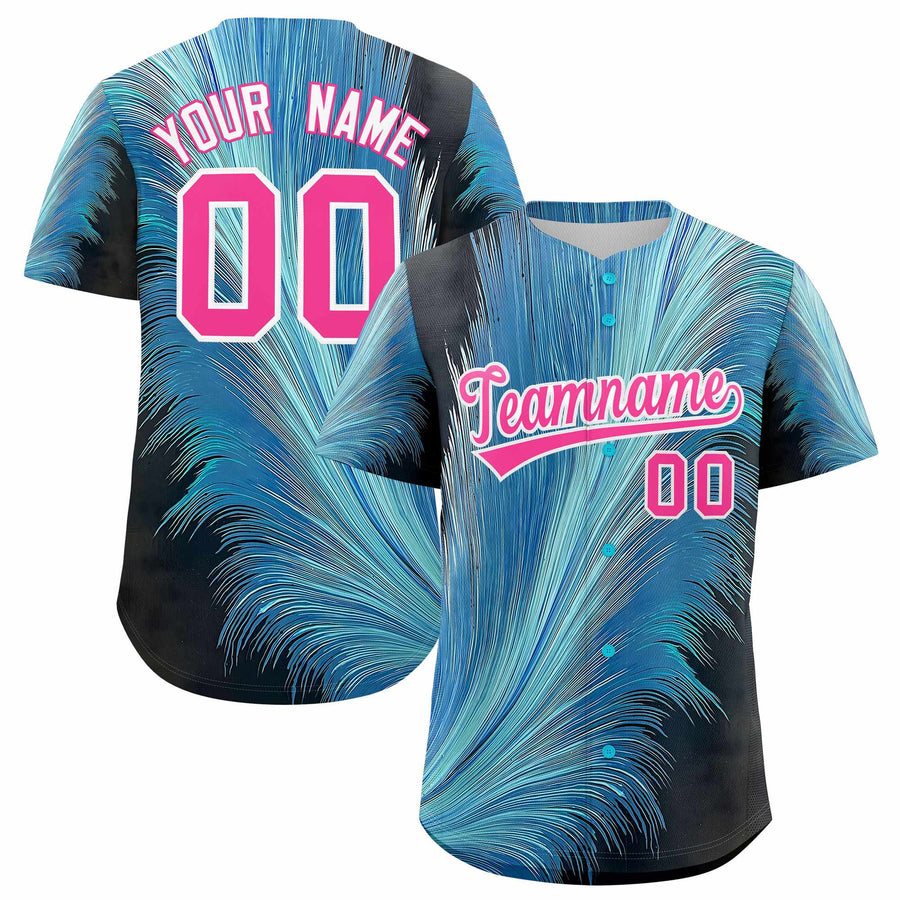 Custom Pink White Fluid Feather Graffiti Pattern Baseball Jersey | BuyFootballJersey