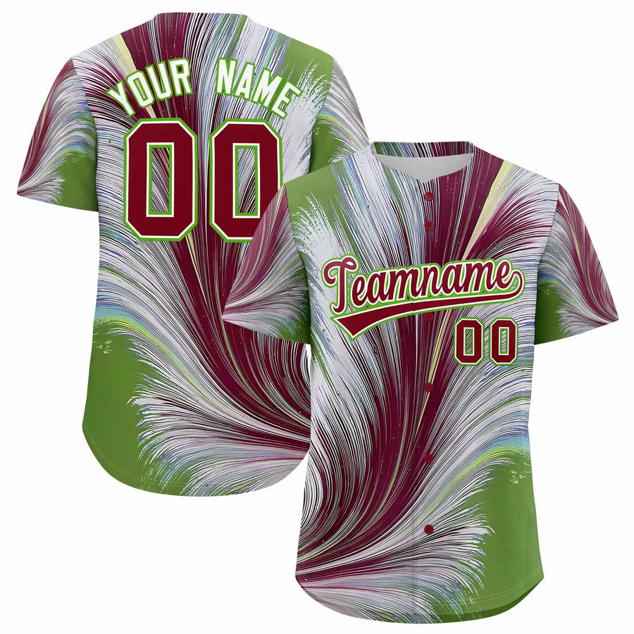 Custom Crimson White Fluid Feather Graffiti Pattern Baseball Jersey | BuyFootballJersey