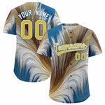 Custom Old Gold White Fluid Feather Graffiti Pattern Baseball Jersey | BuyFootballJersey