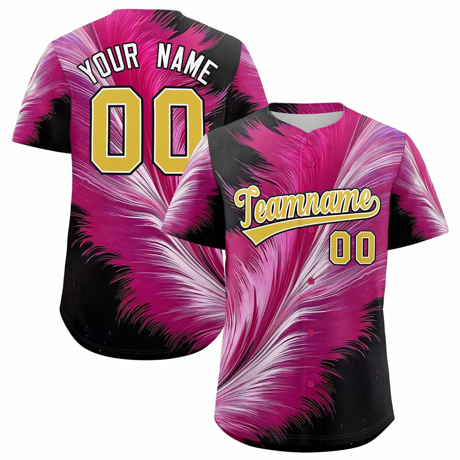 Custom Old Gold White Fluid Feather Graffiti Pattern Baseball Jersey | BuyFootballJersey