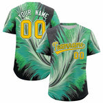 Custom Yellow Green Fluid Feather Graffiti Pattern Baseball Jersey | BuyFootballJersey