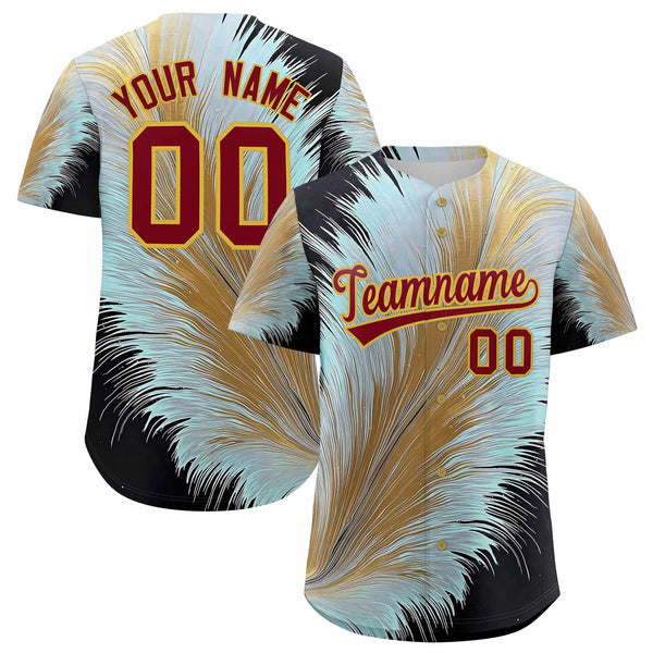 Custom Crimson Old Gold Fluid Feather Graffiti Pattern Baseball Jersey | BuyFootballJersey