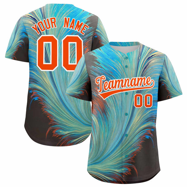 Custom Orange White Fluid Feather Graffiti Pattern Baseball Jersey | BuyFootballJersey
