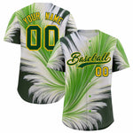 Custom Gold Green Fluid Feather Graffiti Pattern Baseball Jersey | BuyFootballJersey