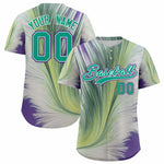 Custom Bright Green White Fluid Feather Graffiti Pattern Baseball Jersey | BuyFootballJersey