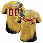 Custom Crimson Old Gold Fluid Feather Graffiti Pattern Baseball Jersey | BuyFootballJersey