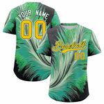 Custom Yellow Green Fluid Feather Graffiti Pattern Baseball Jersey | BuyFootballJersey