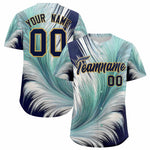 Custom Navy Old Gold Fluid Feather Graffiti Pattern Baseball Jersey | BuyFootballJersey