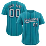 Custom Teal Navy and Gray Bi-Color Stripes Fashion Baseball Jersey | BuyFootballJersey