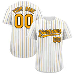 Custom White Yellow and Black Bi-Color Stripes Fashion Baseball Jersey | BuyFootballJersey