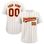 Custom White Crimson and Yellow Bi-Color Stripes Fashion Baseball Jersey | BuyFootballJersey