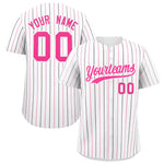 Custom White Black and Pink Bi-Color Stripes Fashion Baseball Jersey | BuyFootballJersey